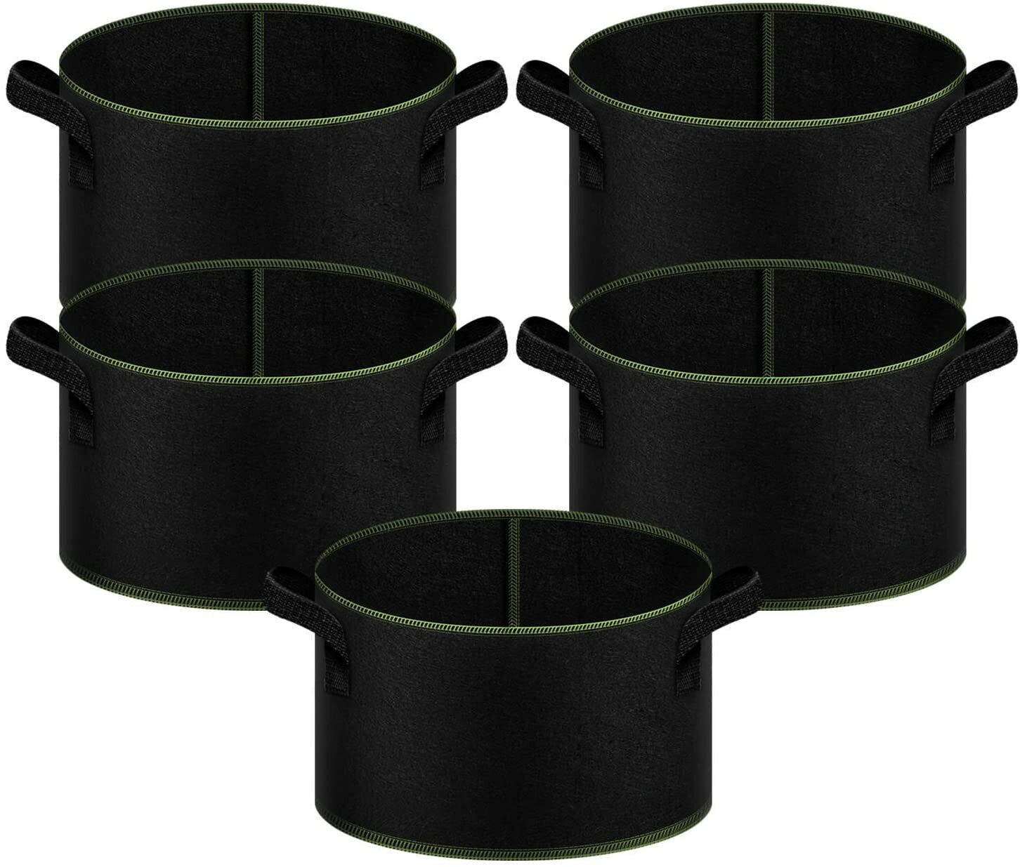 Grow Bags Thickened Nonwoven Fabric Pots Container with Strap 5 Gallon 5 Packs