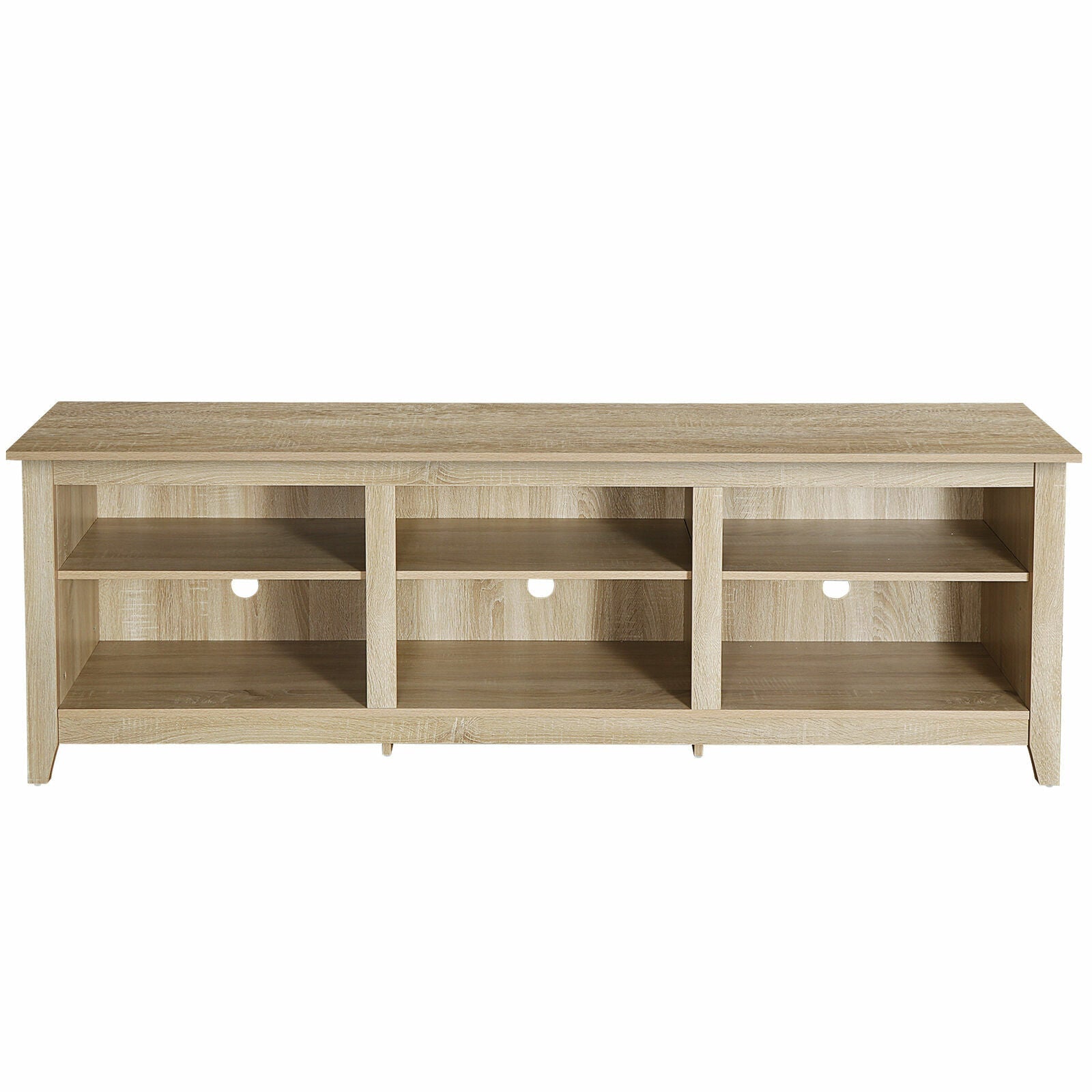 Classic TV Stand 6 Cubby Open Storage Compartment