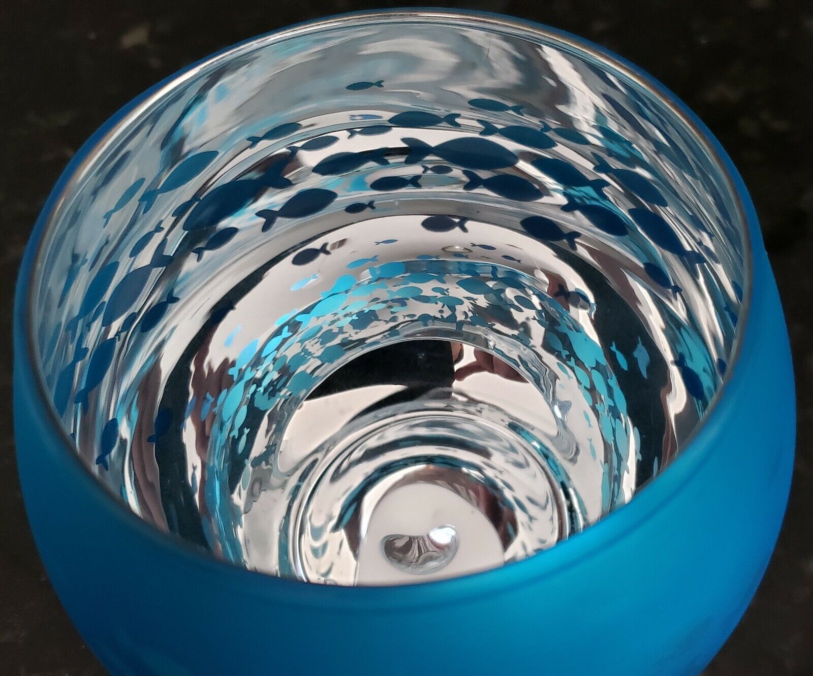 Canldle lamp in Fish glass Blue