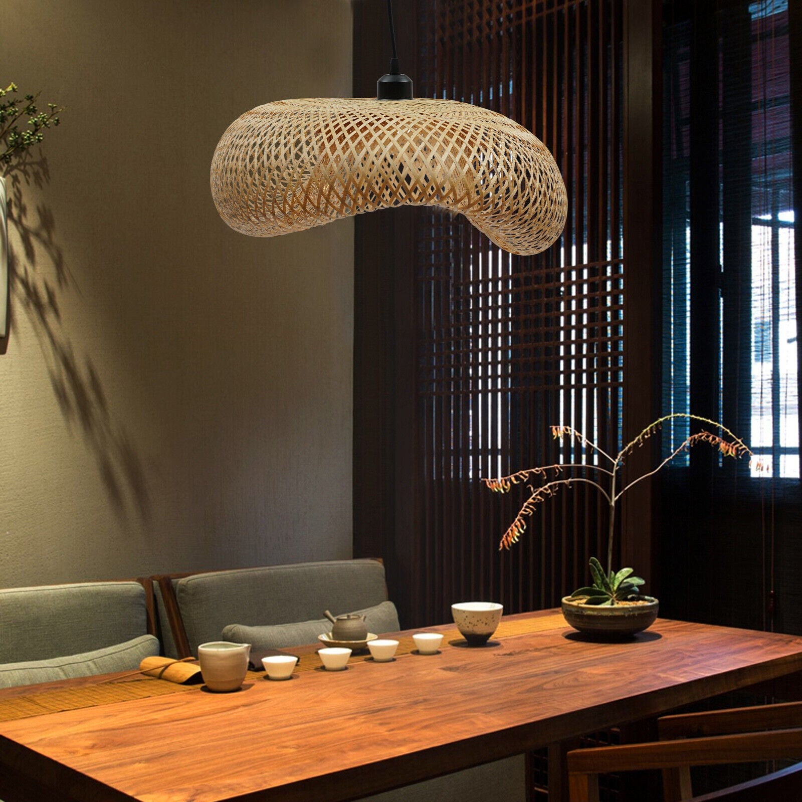 Bamboo Wicker Rattan Shade Ceiling Lamp