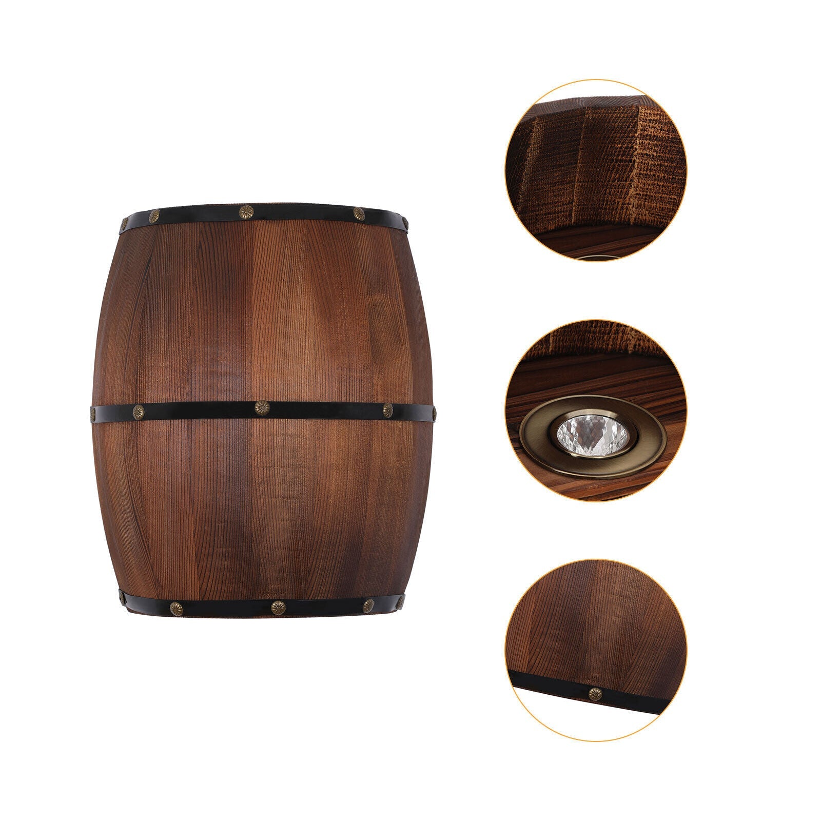 Barrel Wood Wall Light Rustic Classic Lamp Modern Style