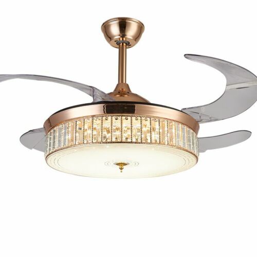 Crystal LED Chandelier Invisible Ceiling Fan