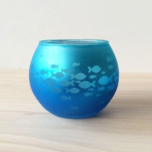 Canldle lamp in Fish glass Blue