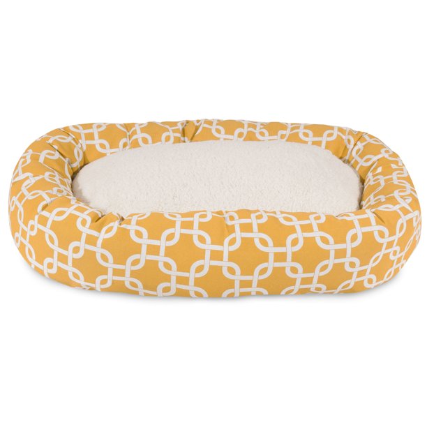 Sherpa Bagel Pet Bed in 32 Inches Yellow Medium