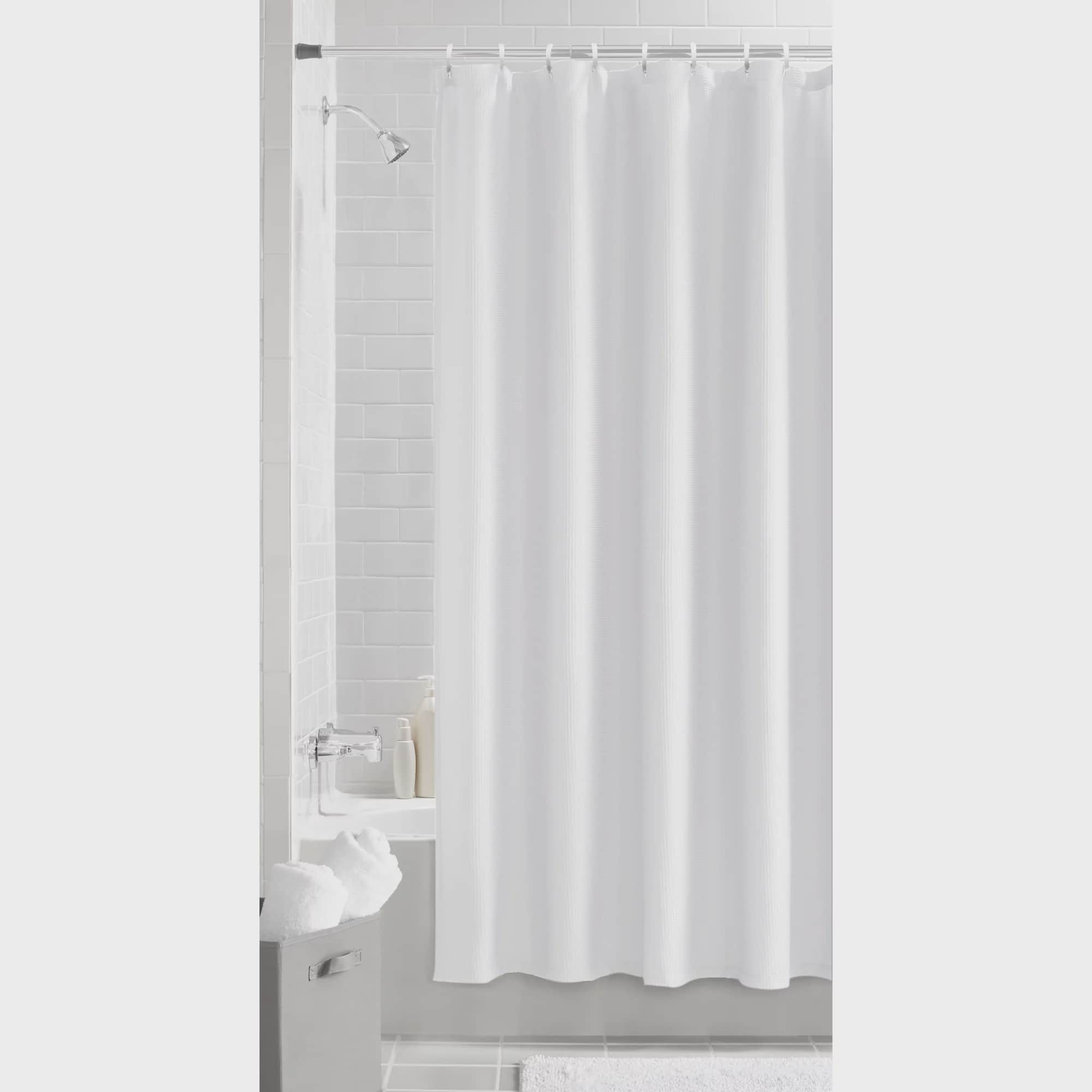 Fabric Shower Curtain in White 70x72 Inches