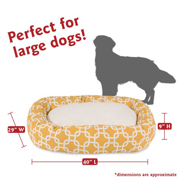 Sherpa Bagel Pet Bed in 40 Inches Yellow Large