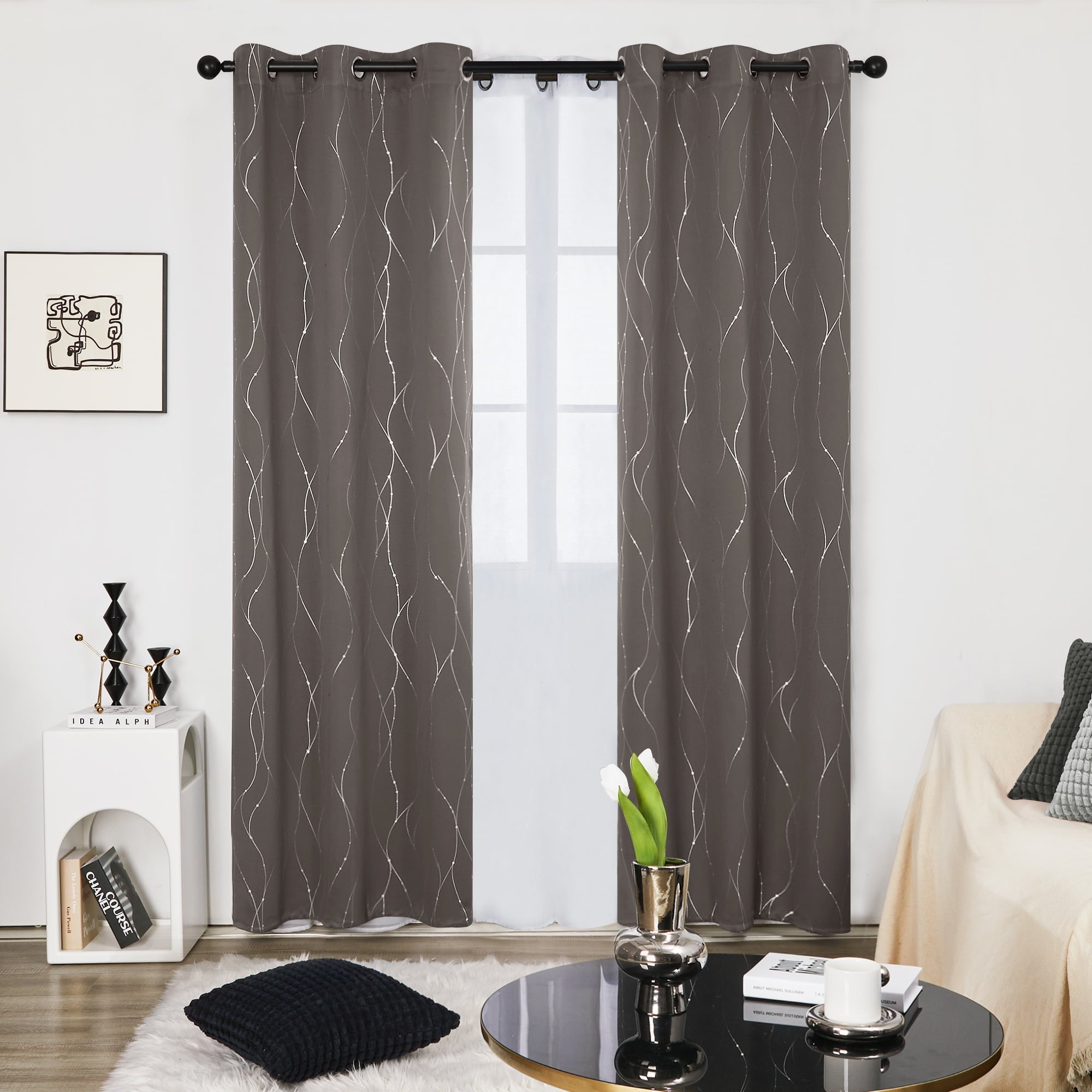 Curtain 2 Panels Size 52x95 Inches Color Taupe