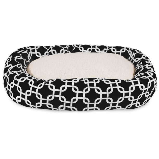 Sherpa Bagel Pet Bed in 40 Inches Black Large