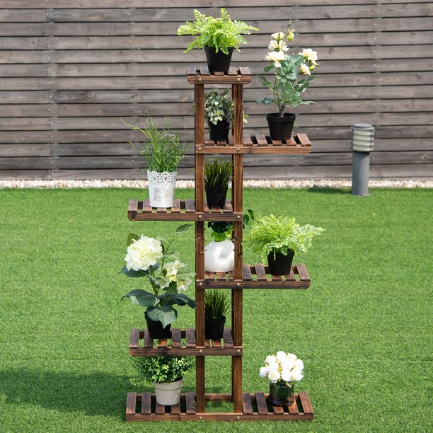 Wooden Plant Flower Display Stand 11 Pots