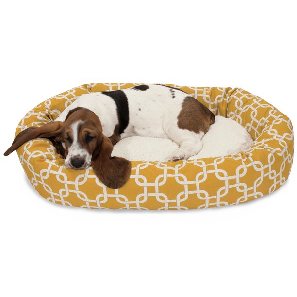 Sherpa Bagel Pet Bed in 32 Inches Yellow Medium