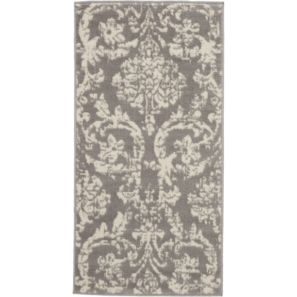 Area Rugs Distressed Damask Grey  2ft x 4ft