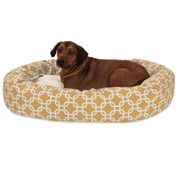 Sherpa Bagel Pet Bed in 52 Inches Yellow Extra Large