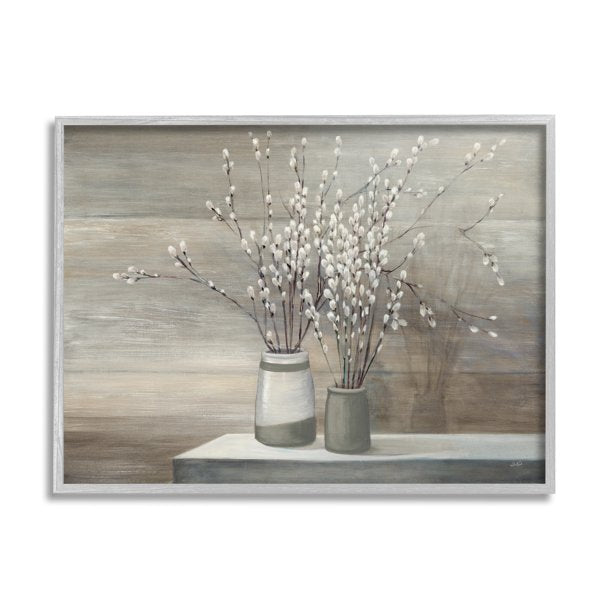 Willow Still Life Paintings Gray Framed Print Wall Art in 24x30 Inches