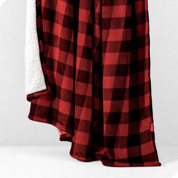 Bare Home Blanket Sherpa Reversible in Red or Black Twin or Twin XL