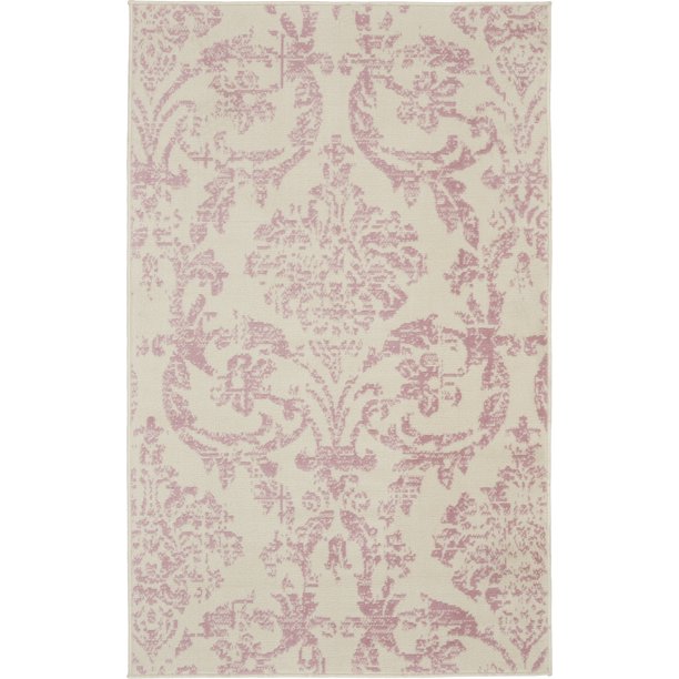 Area Rugs Distressed Damask Pink 3ft x 5ft