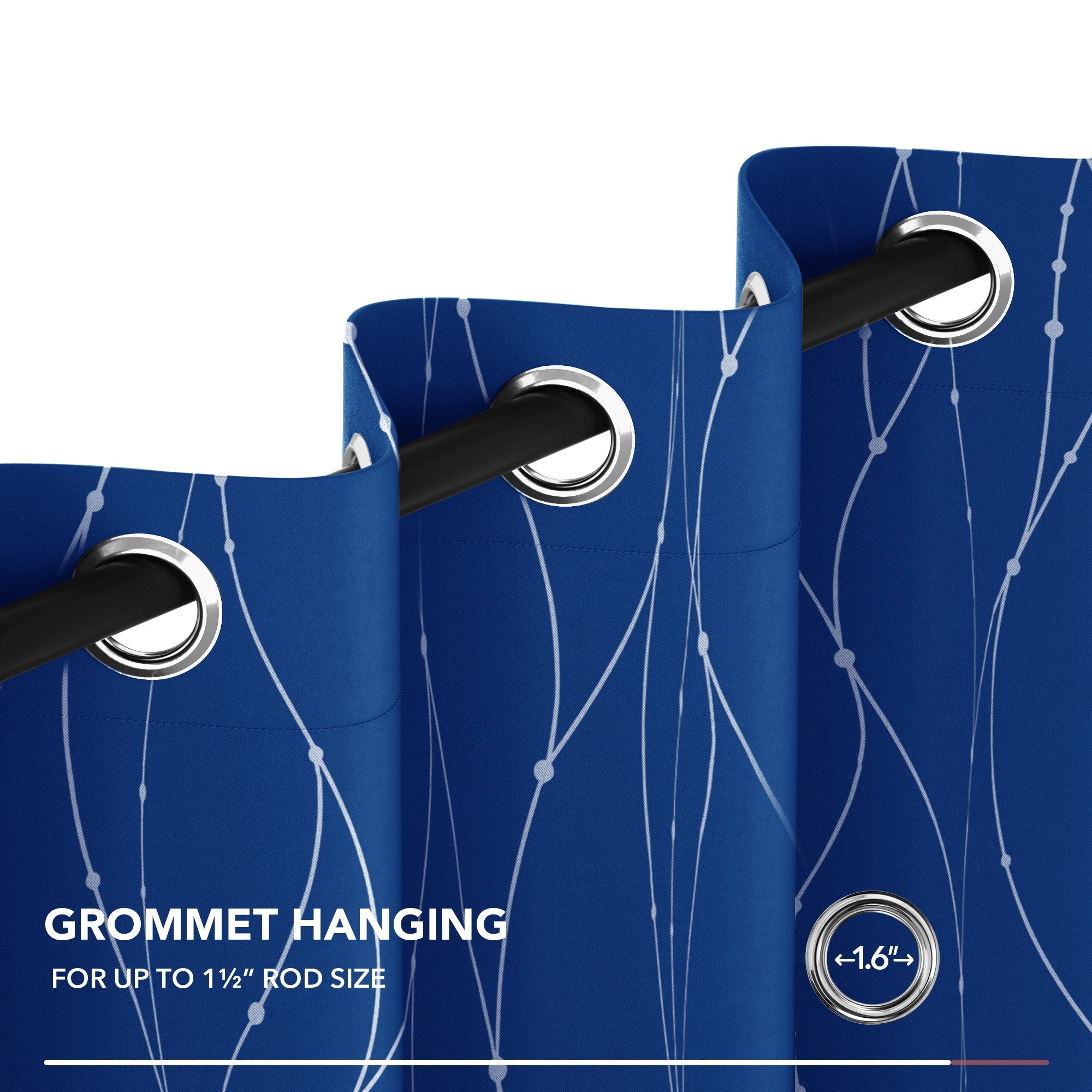 Curtain Set of 2 Size 52x54 Inches Color Royal Blue