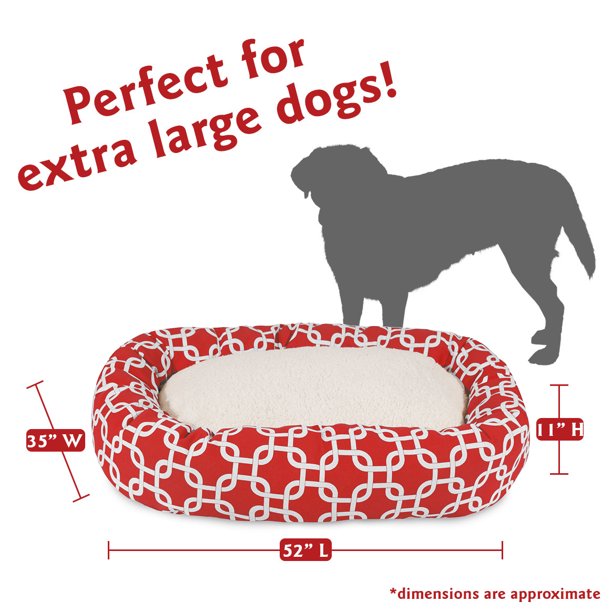 Sherpa Bagel Pet Bed in 52 Inches Red Extra Large