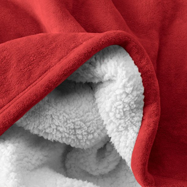 Bare Home Blanket Sherpa Reversible in Red Twin or Twin XL