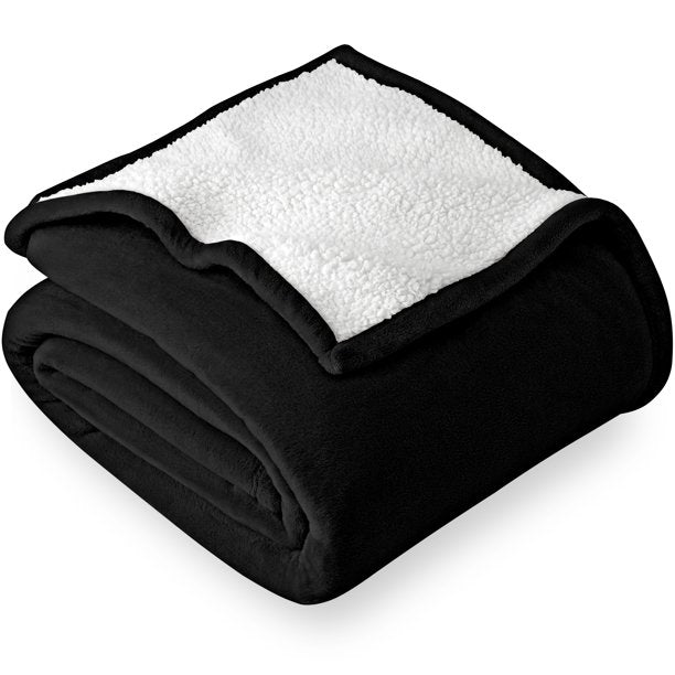 Bare Home Blanket Sherpa Reversible in Black Twin or Twin XL