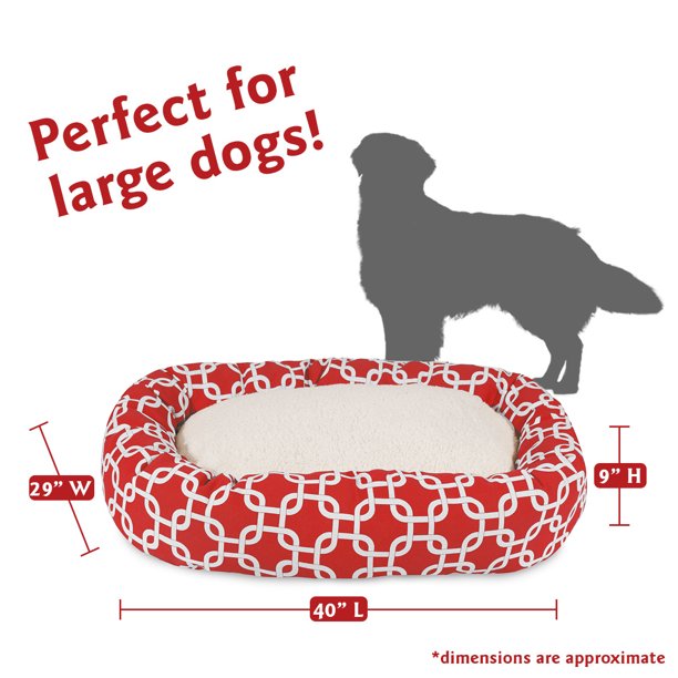 Sherpa Bagel Pet Bed in 40 Inches Red Large