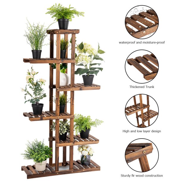 Wooden Plant Flower Display Stand 11 Pots