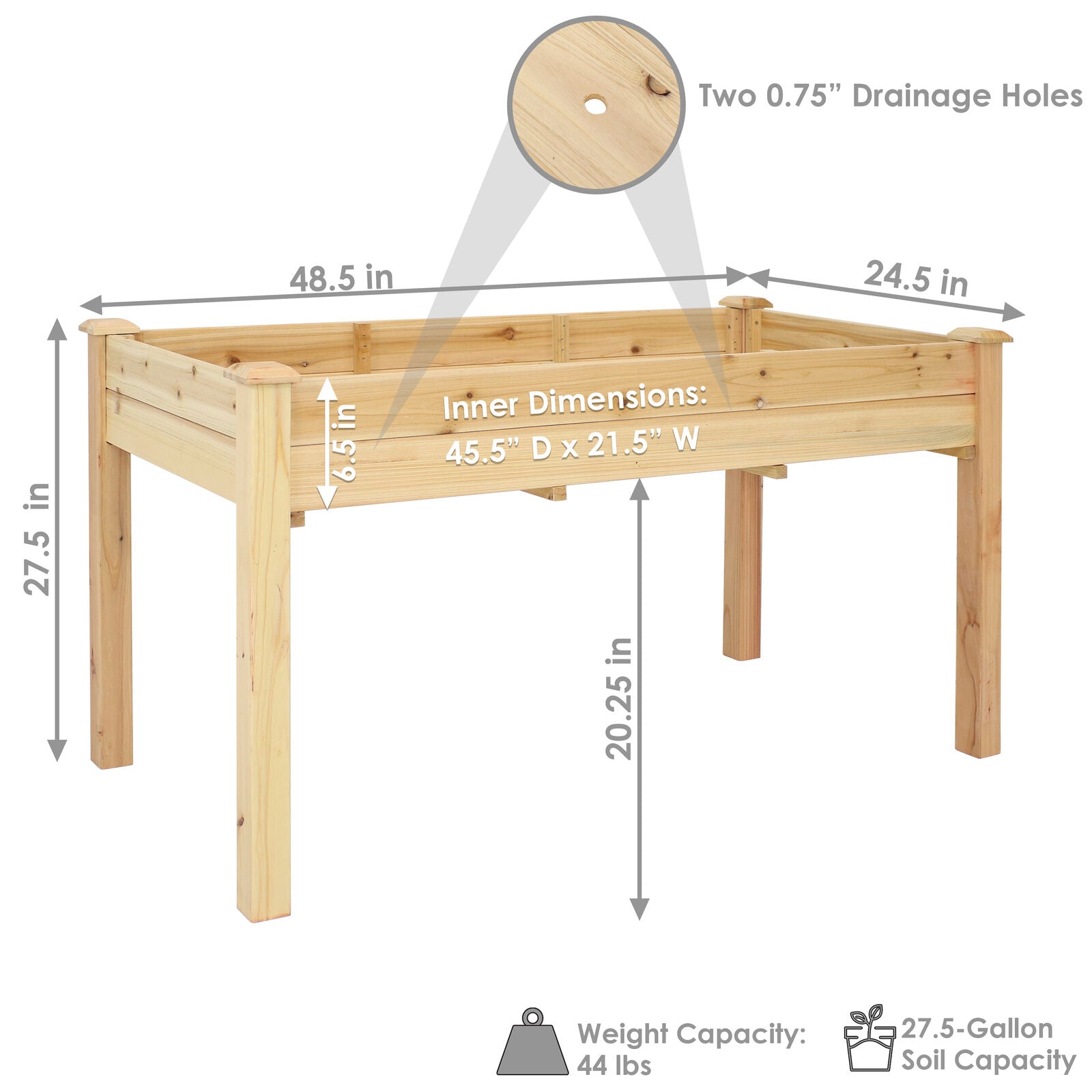 Wooden Planter Box in 27.5 Inches