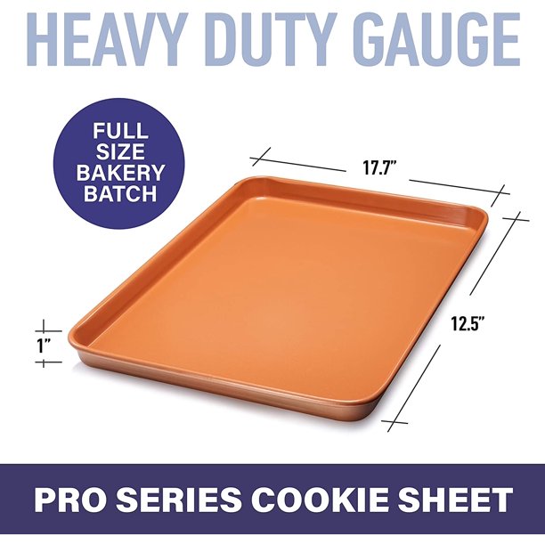 Bakeware Nonstick Cookie Sheet 17.7x12.7 Inches in Copper