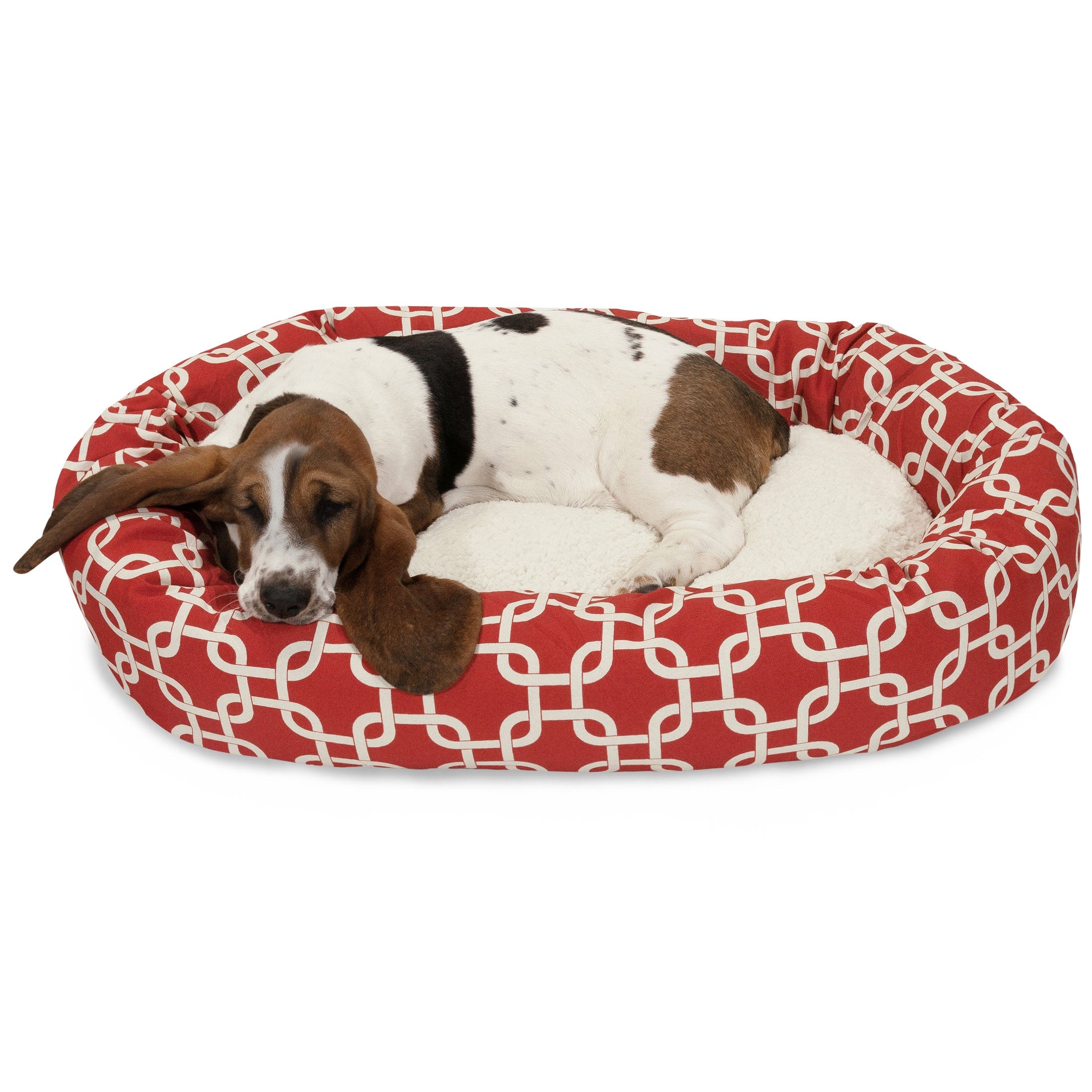 Sherpa Bagel Pet Bed in 32 Inches Red Medium