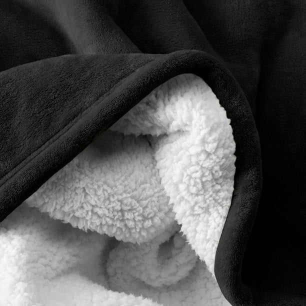 Bare Home Blanket Sherpa Reversible in Black Twin or Twin XL