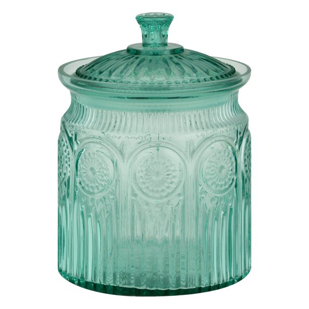 Adeline Glass Cookie Jar in Turquoise