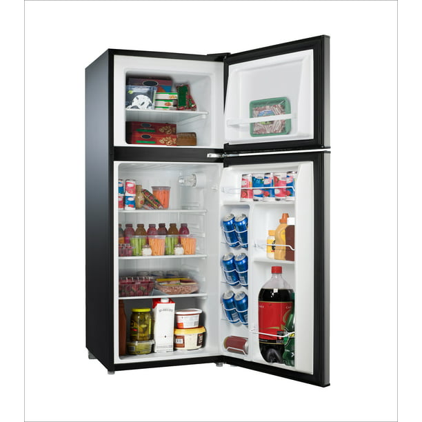 Two Door Mini Fridge with Freezer Stainless Steel 4.6 Cubic Foot