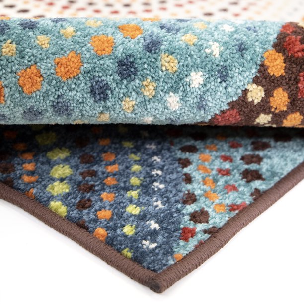 Bright Dotted Circles Runner Rugs in Multicolor 1ft 10Inch x 5ft