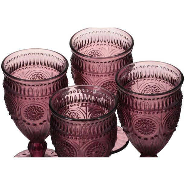 Adeline Footed Glass Goblets Plum