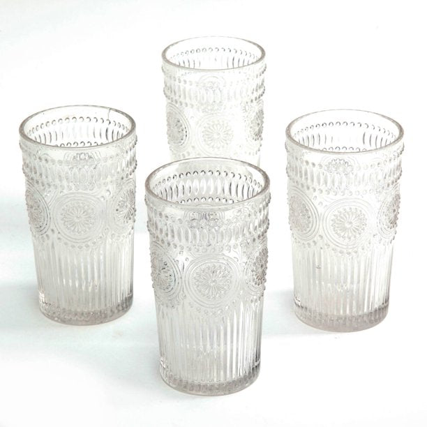 Adeline Emboss Glass Tumblers Clear