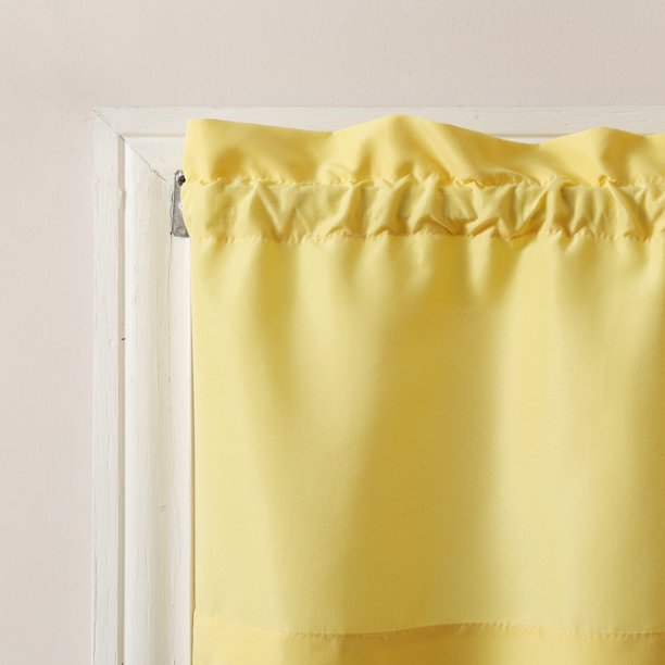 Kitchen Curtain Tier and Valance Set Yellow 54x45 Inch in 3 Pieces