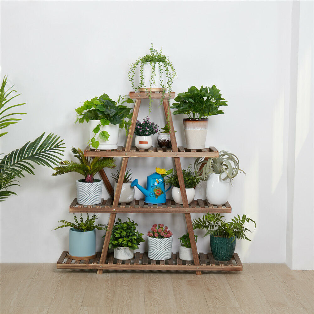 Plant Stand Flower Rack 4 Tiers in Light Brown