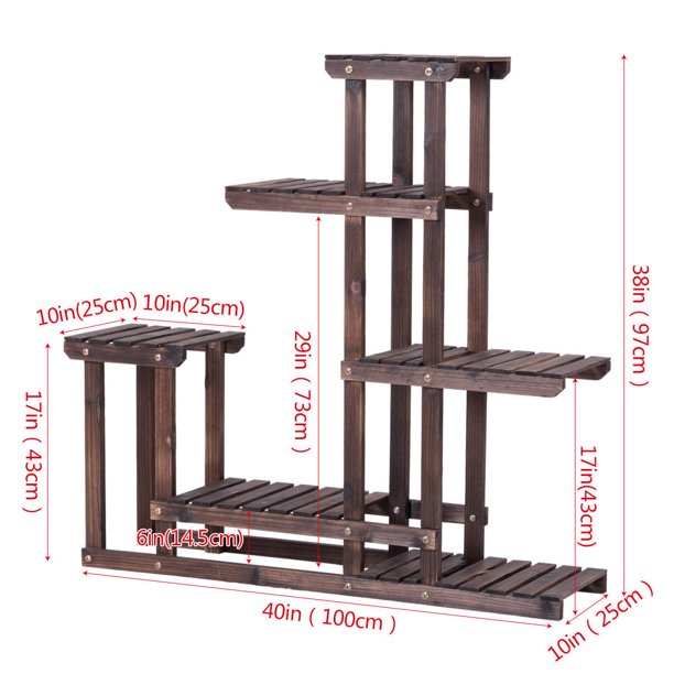 Wooden Storage Stand Plant Flower Display Rack for Garden