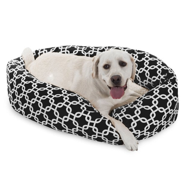 Sherpa Bagel Pet Bed in 40 Inches Black Large