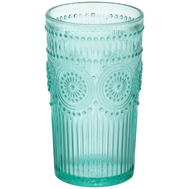 Adeline Emboss Glass Tumblers Blue