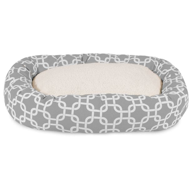 Sherpa Bagel Pet Bed in 40 Inches Grey Large