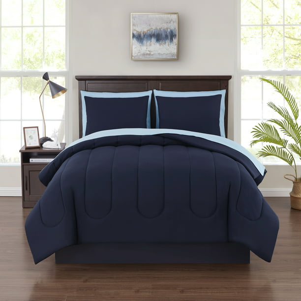 Bed in a Bag Comforter Set With Sheets 8 Pieces King Blue