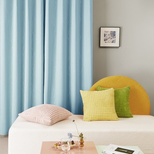 Curtain 2 Panels Size 52x84 Inches Color Light Blue