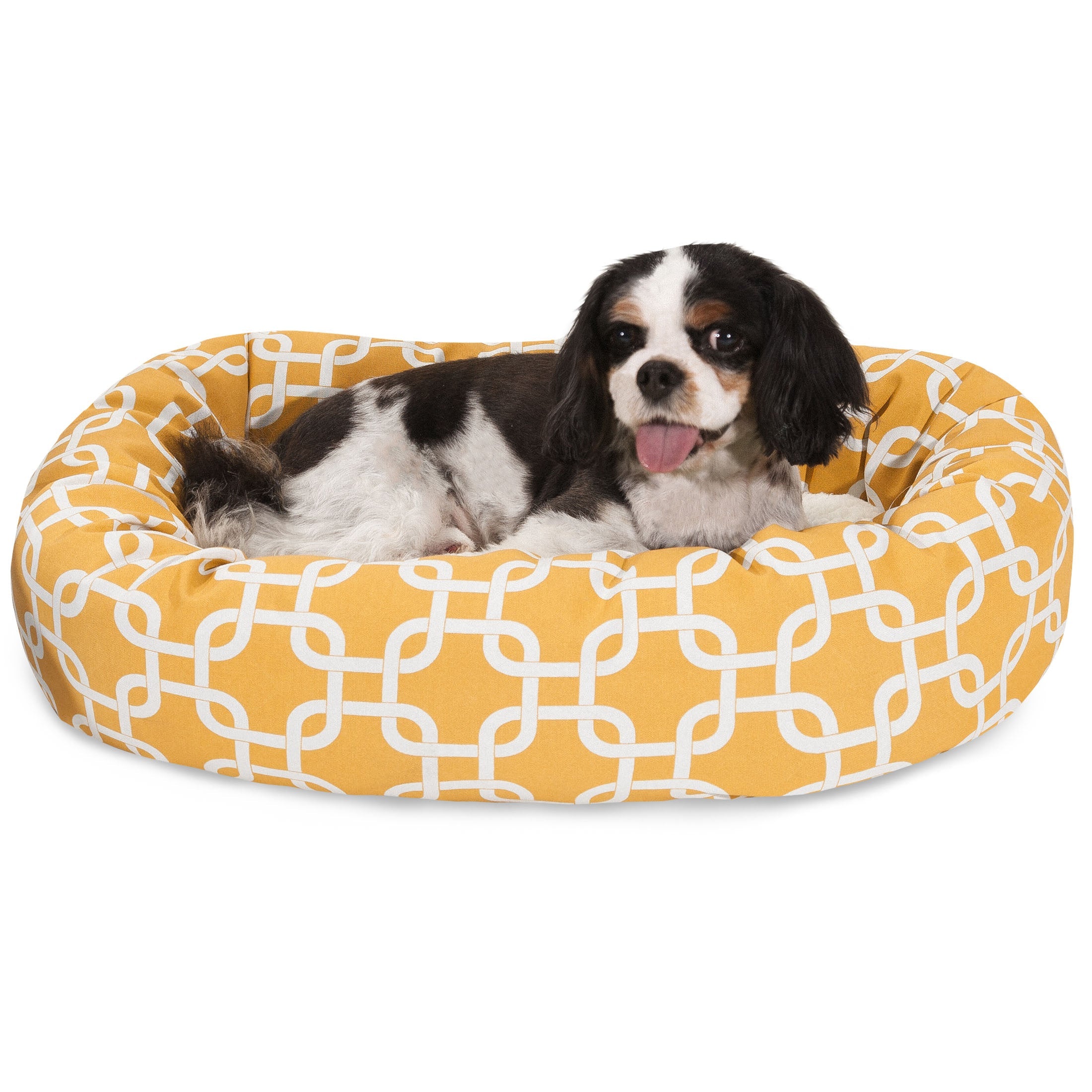 Sherpa Bagel Pet Bed in 24 Inches Yellow Small