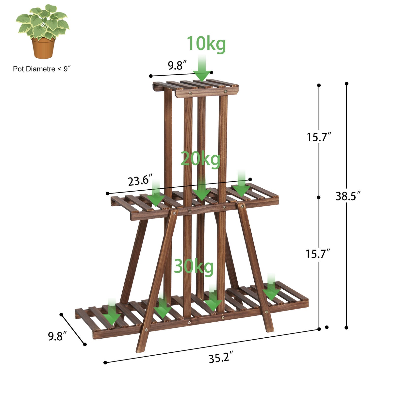 Wooden Plant Stand Stable Garden Corner Multi Tiers