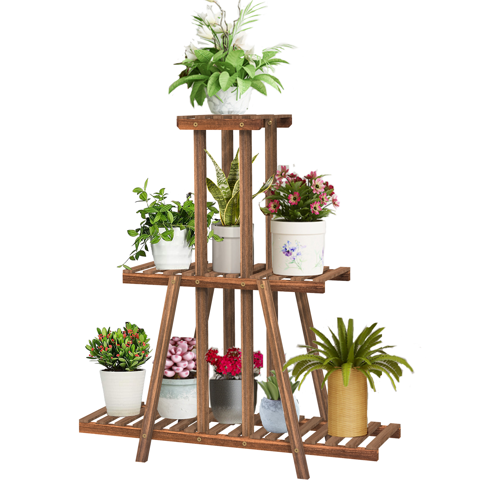 Wooden Plant Stand Stable Garden Corner Multi Tiers