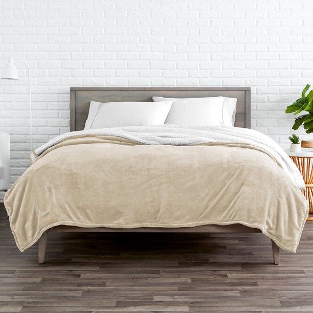 Bare Home Blanket Sherpa Reversible in Oyster Twin or Twin XL