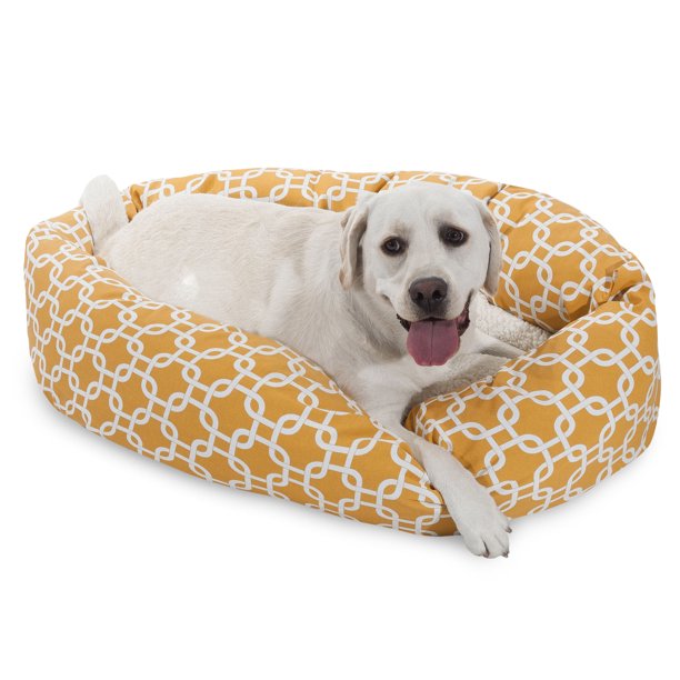 Sherpa Bagel Pet Bed in 40 Inches Yellow Large