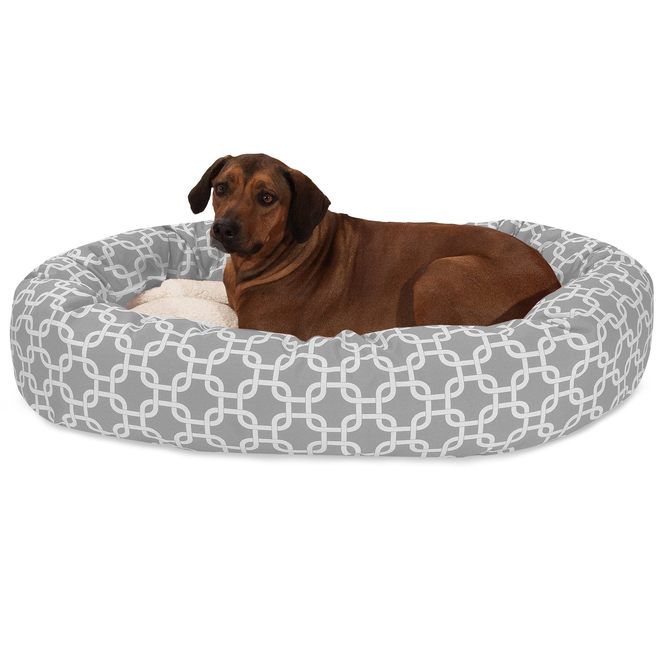 Sherpa Bagel Pet Bed in 52 Inches Grey Extra Large