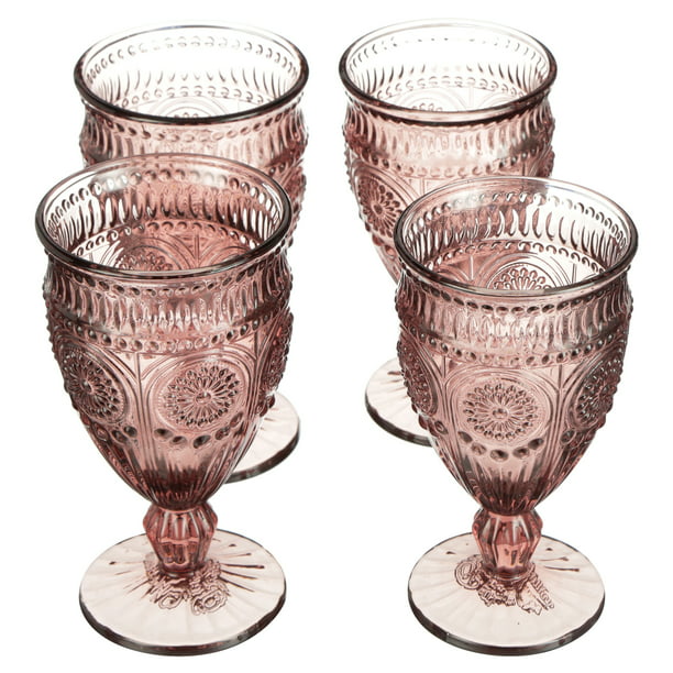 Adeline Footed Glass Goblets Plum