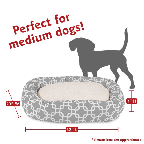 Sherpa Bagel Pet Bed in 32 Inches Grey Medium